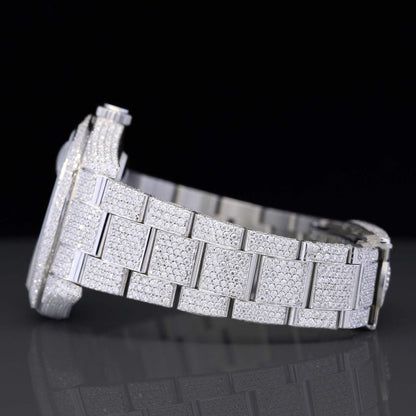 Luxury Fully Iced Out Moissanite Watch – VVS Diamond Bust down Automatic Bling Watch for Men with High-End Design