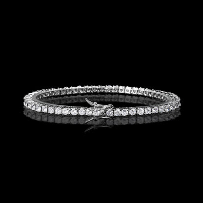 3mm Moissanite Tennis Bracelet in White Gold – Iced Out VVS Diamond-Look Unisex Luxury Jewelry