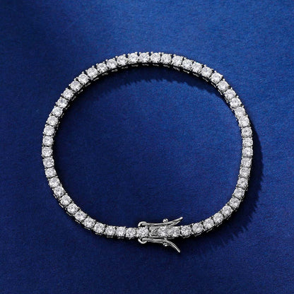 3mm Moissanite Tennis Bracelet in White Gold – Iced Out VVS Diamond-Look Unisex Luxury Jewelry