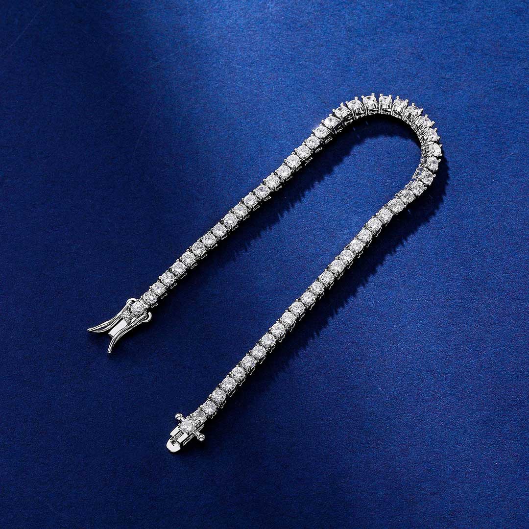 3mm Moissanite Tennis Bracelet in White Gold – Iced Out VVS Diamond-Look Unisex Luxury Jewelry
