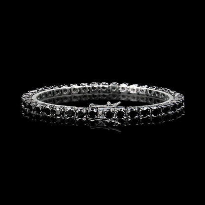 "5mm Moissanite Black Stones Tennis Bracelet in Black Gold – Iced Out VVS Diamond-Look Unisex Luxury Jewelry"