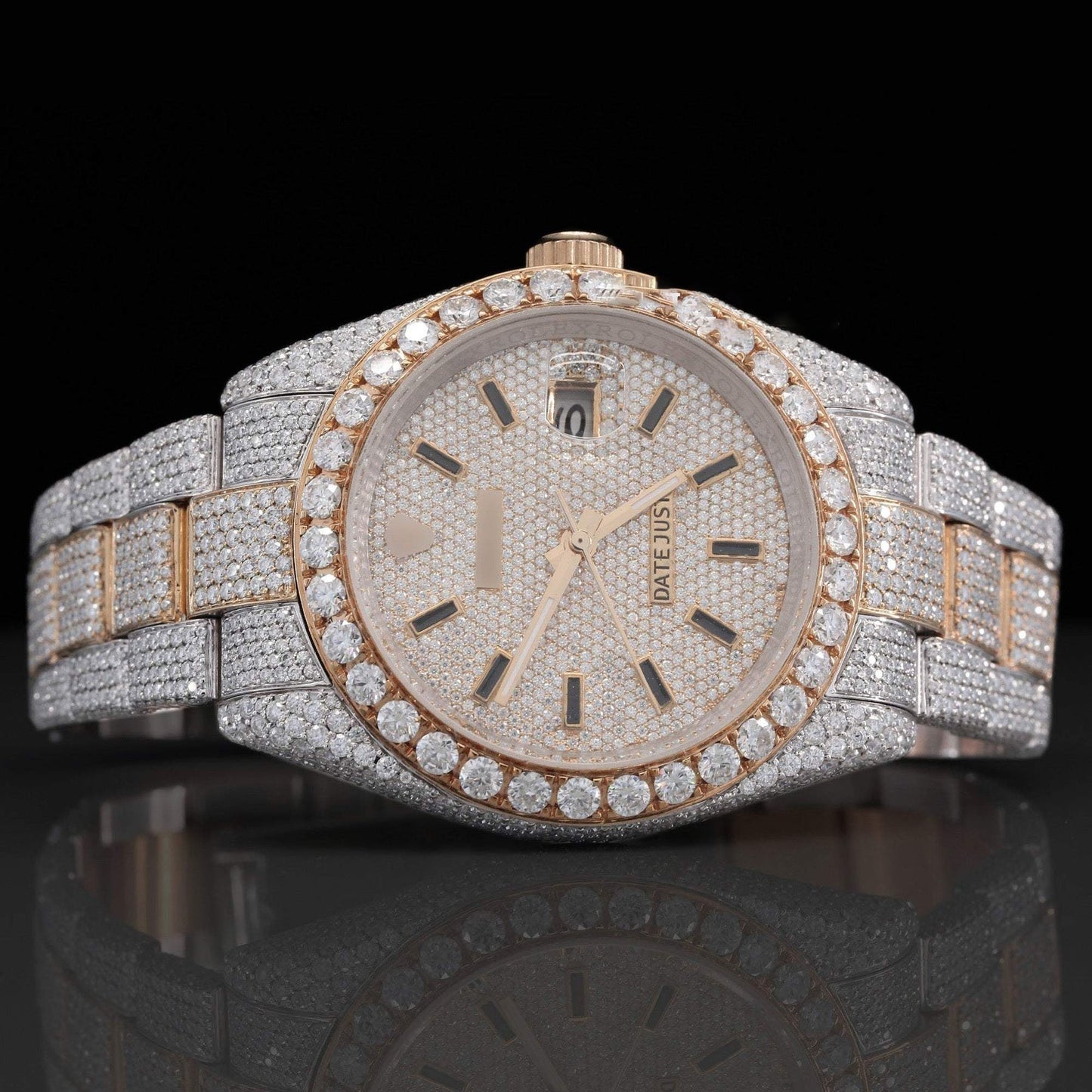 Hip Hop Fully Iced Out Moissanite Watch – Luxury VVS Diamond Bustdown Bling Watch with Automatic Movement for Men