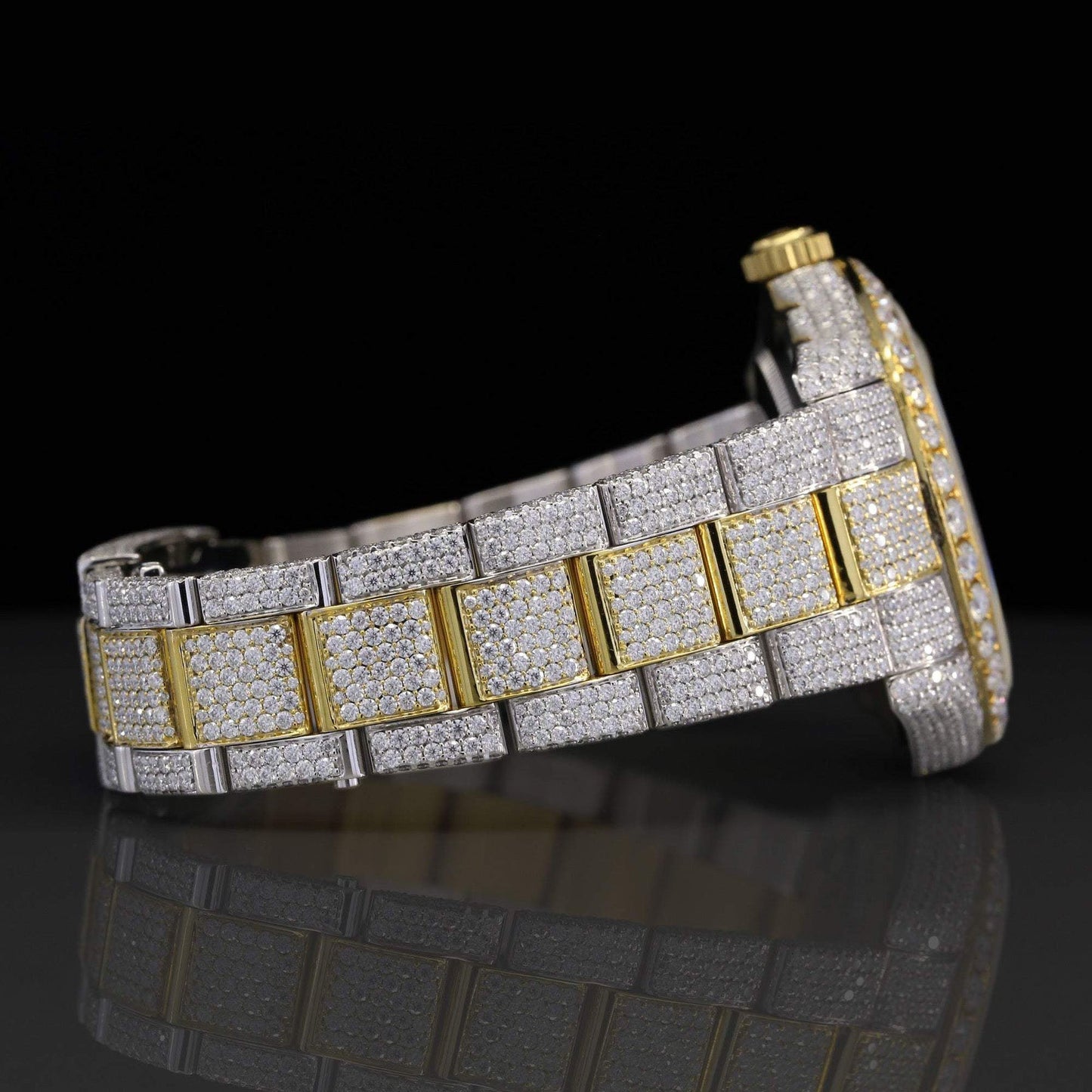 Hip Hop Fully Iced Out Moissanite Watch – Luxury VVS Diamond Bustdown Bling Watch with Automatic Movement for Men