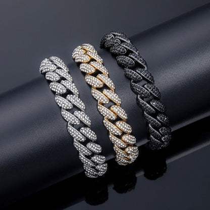 10MM Moissanite Micro Paved Cuban Link Bracelet – Iced Out VVS Diamond-Look Hip Hop Jewelry for Men & Women"