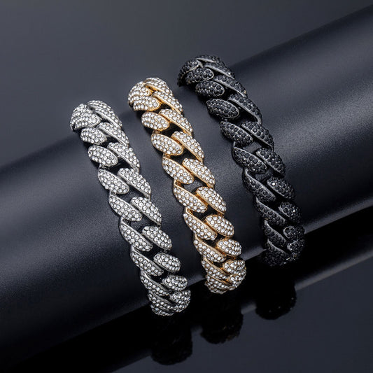 10MM Moissanite Micro Paved Cuban Link Bracelet – Iced Out VVS Diamond-Look Hip Hop Jewelry for Men & Women"