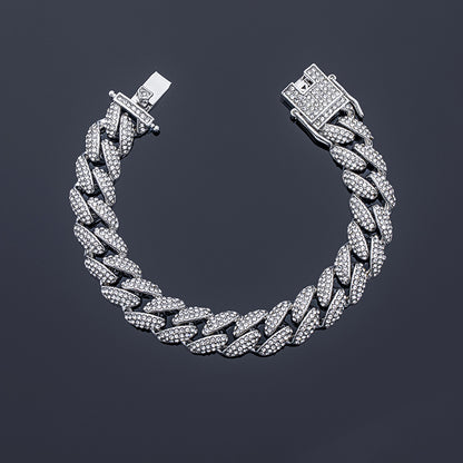 10MM Moissanite Micro Paved Cuban Link Bracelet – Iced Out VVS Diamond-Look Hip Hop Jewelry for Men & Women"