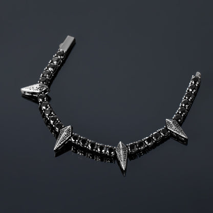 5mm Moissanite Fight Tooth and Claw Tennis Bracelet in Black Gold – Iced Out VVS Diamond-Look Statement Jewelry for Men & Women