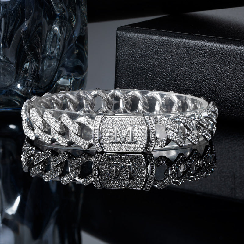 "10mm Moissanite Iced Prong Cuban Link Bracelet in White Gold – VVS Diamond-Look Hip Hop Jewelry for Men & Women"