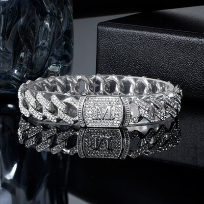 "10mm Moissanite Iced Prong Cuban Link Bracelet in White Gold – VVS Diamond-Look Hip Hop Jewelry for Men & Women"