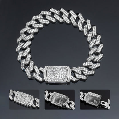 "10mm Moissanite Iced Prong Cuban Link Bracelet in White Gold – VVS Diamond-Look Hip Hop Jewelry for Men & Women"
