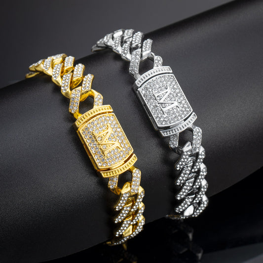 "10mm Moissanite Iced Prong Cuban Link Bracelet in White Gold – VVS Diamond-Look Hip Hop Jewelry for Men & Women"