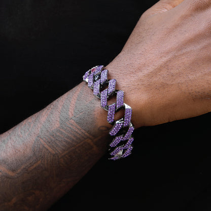 10MM Moissanite Purple Iced Out Miami Cuban Link Bracelet – VVS Diamond-Look Hip Hop Jewelry in Black Gold for Men & Women