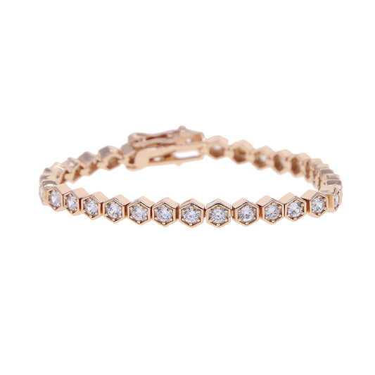 55 MM  Moissanite Iced Out Clustered Hexagon Bracelet – VVS Diamond-Look Luxury Unisex Jewelry in White, Yellow & Rose Gold