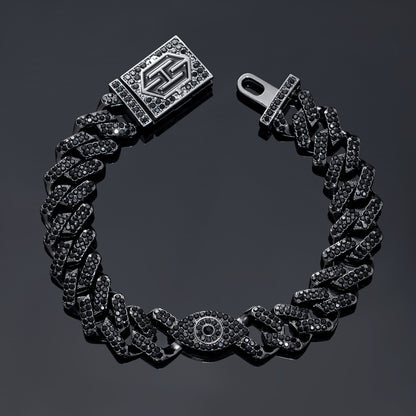 10MM Moissanite Evil Eye Cuban Link Bracelet – Iced Out VVS Diamond-Look Protective Jewelry for Men & Women