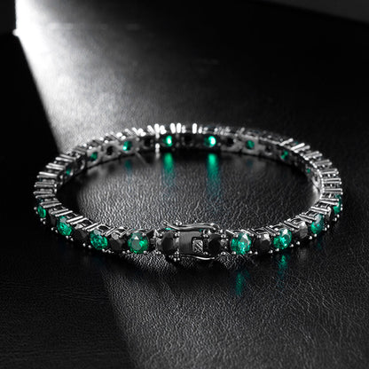 5MM Moissanite Emerald & Black Stones Tennis Bracelet – Iced Out VVS Diamond-Look Unisex Luxury Jewelry"