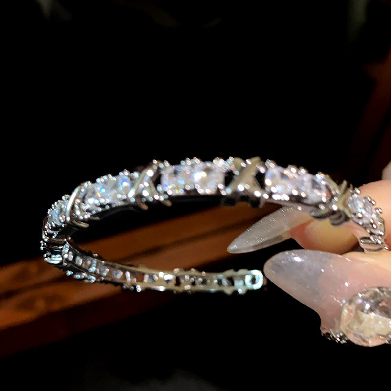 5mm Moissanite Iced Out Infinity Link Open Bracelet – VVS Diamond-Look Unisex Luxury Jewelry in White, Yellow & Rose Gold