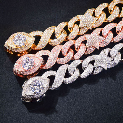 10MM Moissanite Devil Eye & Planet Cuban Link Bracelet – Iced Out VVS Diamond-Look Galaxy-Inspired Jewelry for Men & Women