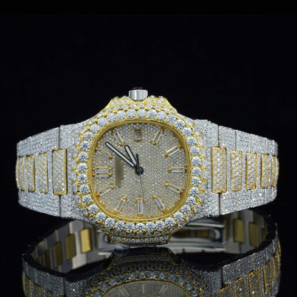 Classic Iced Out Automatic Watch – Luxury VVS Moissanite Bust down Bling Watch with Sapphire Crystal Glass for Men