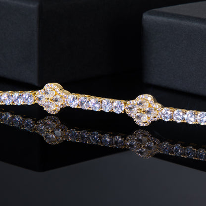 5"Moissanite Iced Out Oval Cut Flower Tennis Bracelet – VVS Diamond-Look Luxury Jewelry for Women in Yellow, Rose & White Gold"