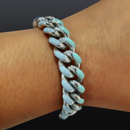 10mm Moissanite Multicolor Enamel Cuban Link Bracelet – Iced Out VVS Diamond-Look Hip Hop Jewelry for Men & Women"
