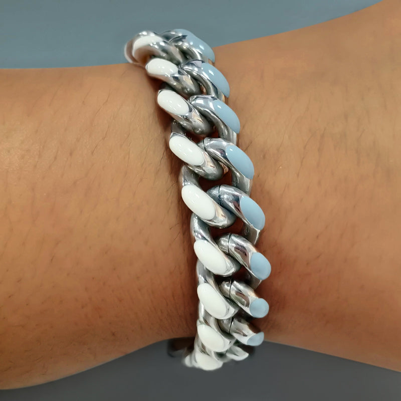 10mm Moissanite Multicolor Enamel Cuban Link Bracelet – Iced Out VVS Diamond-Look Hip Hop Jewelry for Men & Women"