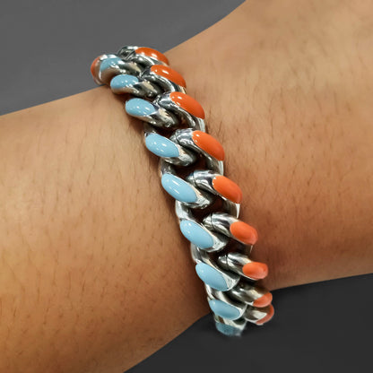 10mm Moissanite Multicolor Enamel Cuban Link Bracelet – Iced Out VVS Diamond-Look Hip Hop Jewelry for Men & Women"