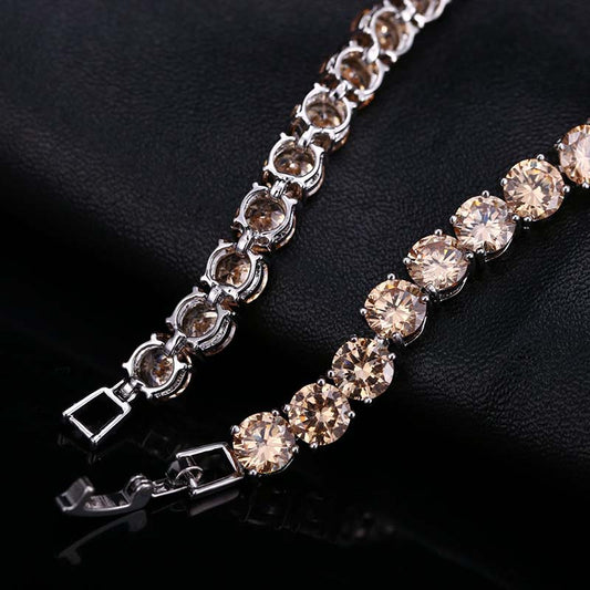 5mm Moissanite Champagne Tennis Bracelet in White Gold – Iced Out VVS Diamond-Look Unisex Luxury Jewelry