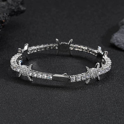 5mm"Moissanite Iced Out Thorns Tennis Bracelet – VVS Diamond-Look Edgy Luxury Jewelry for Men & Women in White, Yellow & Rose Gold"