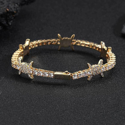 5mm"Moissanite Iced Out Thorns Tennis Bracelet – VVS Diamond-Look Edgy Luxury Jewelry for Men & Women in White, Yellow & Rose Gold"