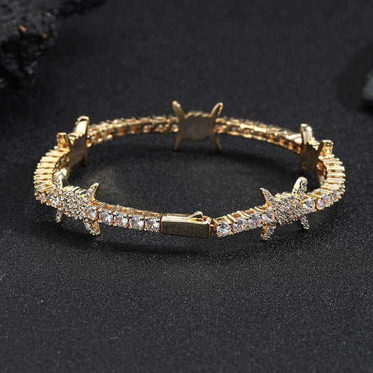 5mm"Moissanite Iced Out Thorns Tennis Bracelet – VVS Diamond-Look Edgy Luxury Jewelry for Men & Women in White, Yellow & Rose Gold"