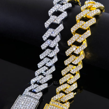 14mm Moissanite Iced Out Cuban Link Bracelet – VVS Diamond-Look Hip Hop Jewelry for Men & Women