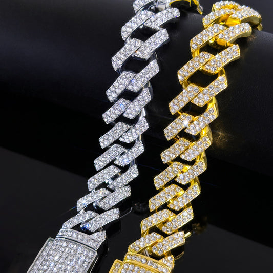 14mm Moissanite Iced Out Cuban Link Bracelet – VVS Diamond-Look Hip Hop Jewelry for Men & Women
