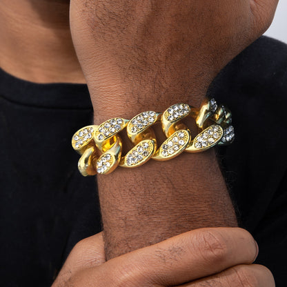 14mm Moissanite Iced Out Miami Cuban Link Bracelet – VVS Diamond-Look Hip Hop Jewelry for Men & Women"