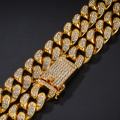 14mm Moissanite Iced Out Miami Cuban Link Bracelet – VVS Diamond-Look Hip Hop Jewelry for Men & Women"