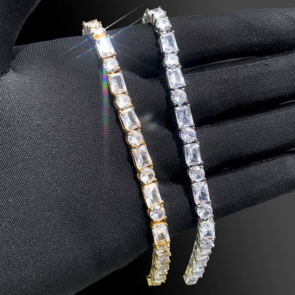 "5mm Moissanite Baguette & Round Stone Tennis Bracelet – Iced Out VVS Diamond-Look Unisex Luxury Jewelry"          Ask ChatGPT
