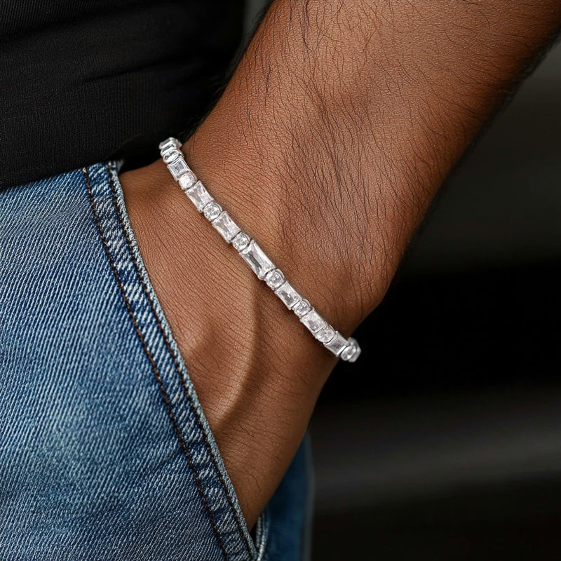 "5mm Moissanite Baguette & Round Stone Tennis Bracelet – Iced Out VVS Diamond-Look Unisex Luxury Jewelry"          Ask ChatGPT