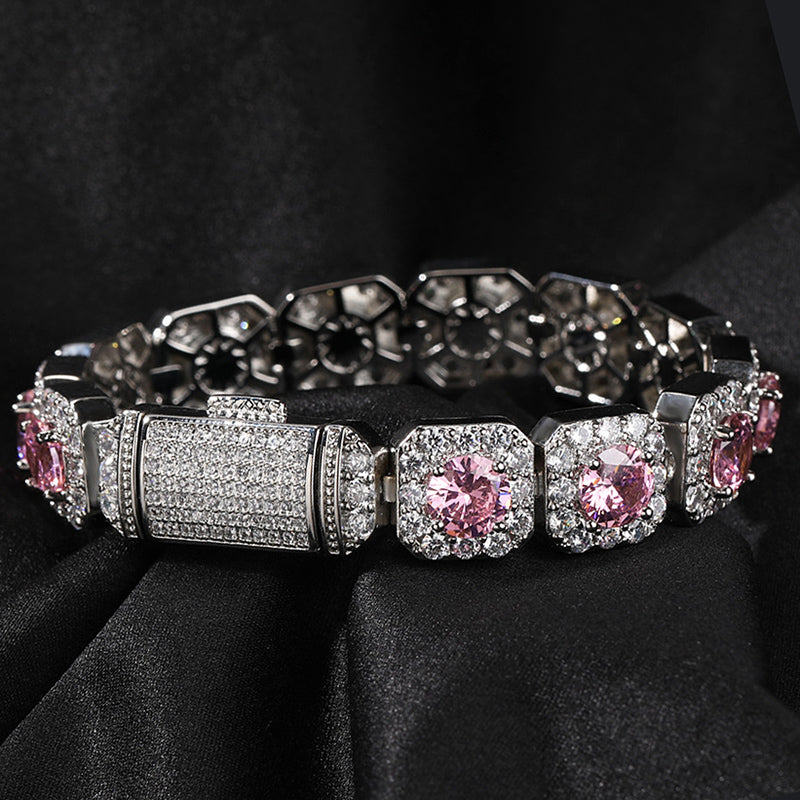 "10mm Moissanite Purple, Pink & Yellow Clustered Tennis Bracelet – Iced Out VVS Diamond-Look Unisex Luxury Jewelry"          Ask ChatGPT