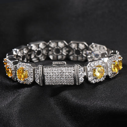"10mm Moissanite Purple, Pink & Yellow Clustered Tennis Bracelet – Iced Out VVS Diamond-Look Unisex Luxury Jewelry"          Ask ChatGPT