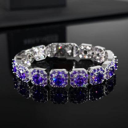 "10mm Moissanite Purple, Pink & Yellow Clustered Tennis Bracelet – Iced Out VVS Diamond-Look Unisex Luxury Jewelry"          Ask ChatGPT