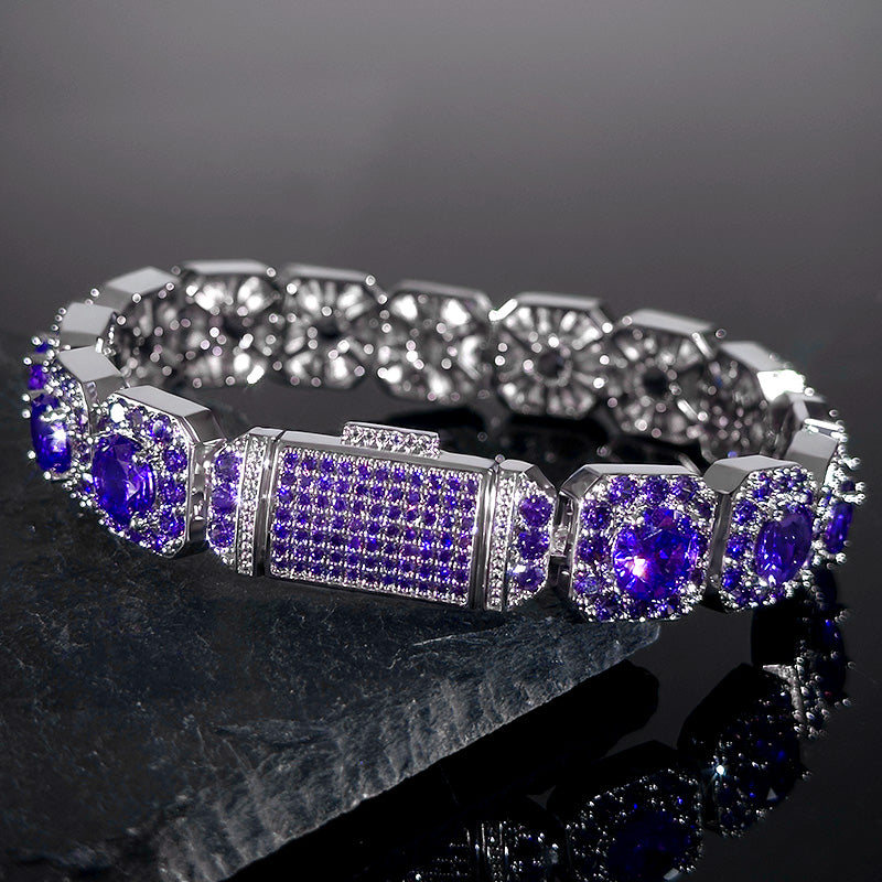 "10mm Moissanite Purple, Pink & Yellow Clustered Tennis Bracelet – Iced Out VVS Diamond-Look Unisex Luxury Jewelry"          Ask ChatGPT