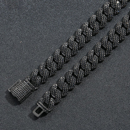 10mm Moissanite Iced Out Miami Cuban Link Bracelet in Black Gold – VVS Diamond-Look Hip Hop Jewelry for Men & Women