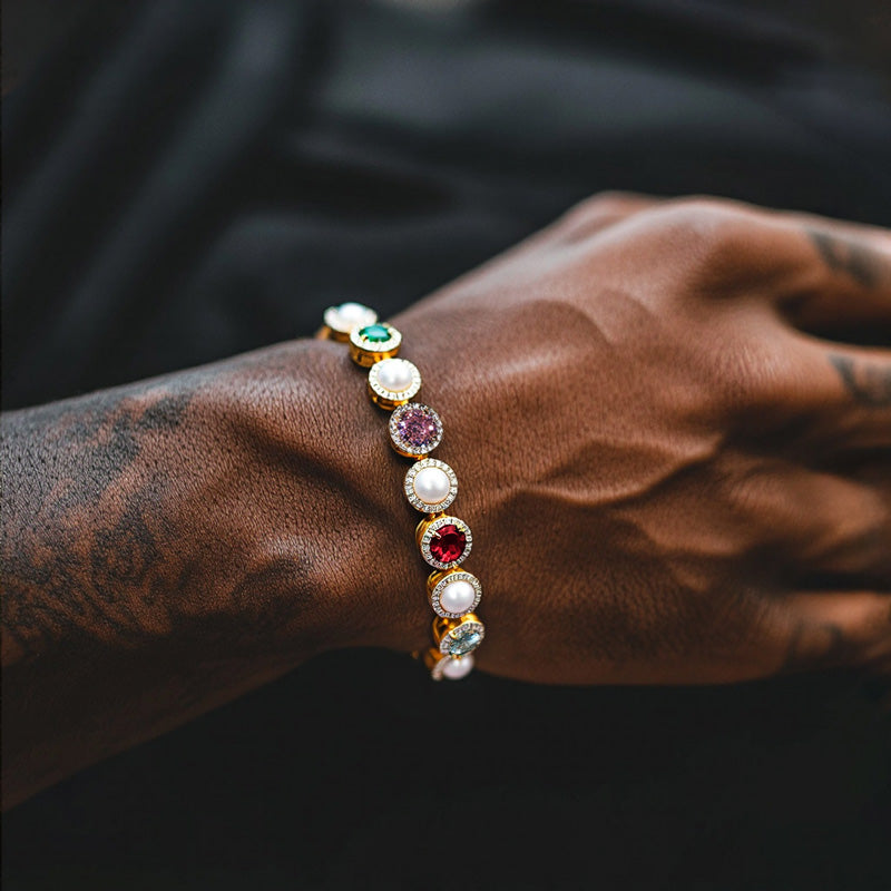 "10mm Moissanite Iced Out Colorful Gemstone & Pearl Tennis Bracelet – VVS Diamond-Look Luxury Jewelry for Men & Women"          Ask ChatGPT