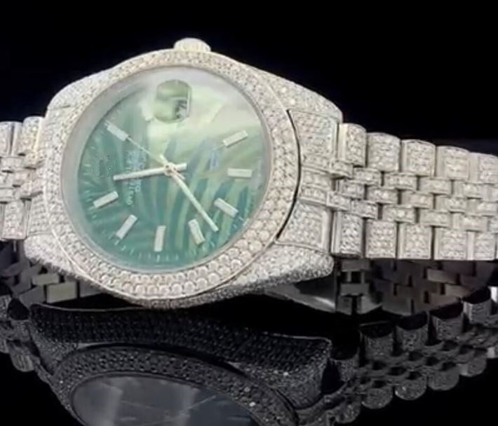 MW Premium Roman Dial Iced Out VVS Customize Personalized Diamond Hip Hop Bust Down Watch  Studded Watch Automatic Movement Watch Fully Iced out Watch MW_R1023