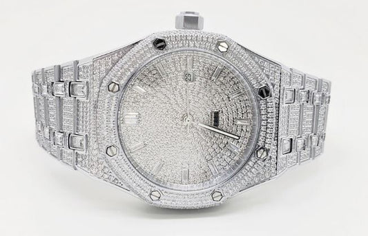 MW Premium Round Dial VVS Moissanite Stainless Steel Watch Iced Out Hip Hop Watch MW_AP1034