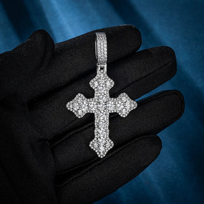 MW Lavish VVS Moissanite Gothic Cross Pendant 925 Sterling Silver Hip Hop MW_P1018