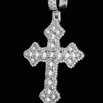 MW Lavish VVS Moissanite Gothic Cross Pendant 925 Sterling Silver Hip Hop MW_P1018