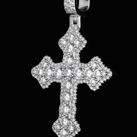 MW Lavish VVS Moissanite Gothic Cross Pendant 925 Sterling Silver Hip Hop MW_P1018