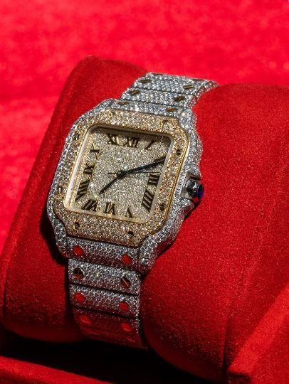 MW Moissanite Luxury Square Roman Dial Stainless Steel  Studded Watch Hip Hop Bust Down VVS  Iced Out  Personalized Custom Watch MW_C1015