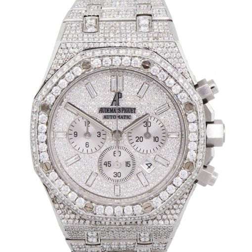 VVS Moissanite Diamond Full Iced Men's Wrist Watch, Stainless Steel Chronograph, 42mm Luxury Watch