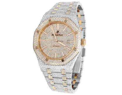 Full Iced Out VVS Moissanite Diamond Men's Watch, Stainless Steel 2-Tone Gold Plated, 42mm – Luxury Designer Watch